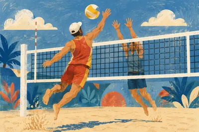 Beach Volleyball Spike at Summer Net