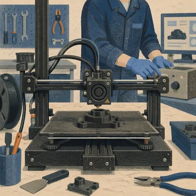 3D Printer Building Matte Black Prototype