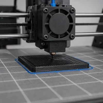 3D Printer Building Layers on Grid Plate