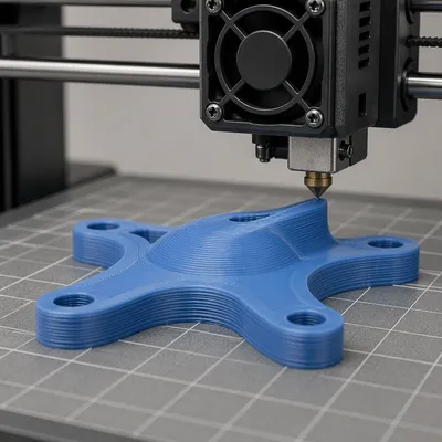 Blue Prototype Forming on Desktop 3D Printer