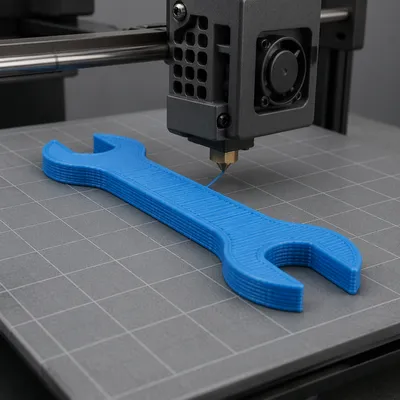 3D Printer Building Blue Wrench Prototype