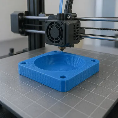3D Printer Building Blue Tray Layer by Layer