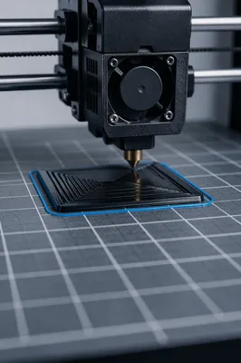 3D Printer Building Layers with Blue Precision