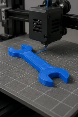 3D Printer Building Blue Prototype Wrench