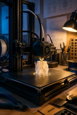 3D Printer Crafting Vase at Dusk