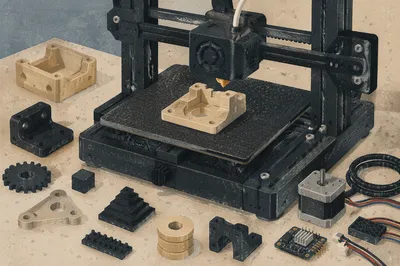 3D Printer Building Beige Prototype Layer by Layer
