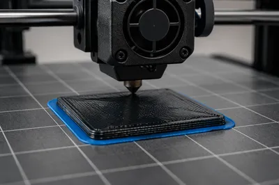 3D Printer Building Layers on Gridded Bed