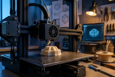 3D Printer Building Prototype at Blue Hour