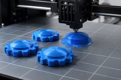 Blue Filament 3D Printer Layering Gears