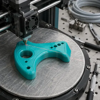 3D Printer Crafting Turquoise Prototype Part