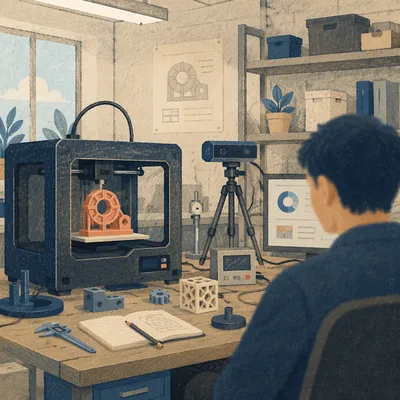 Desktop 3D Printer Building Prototype in Lab