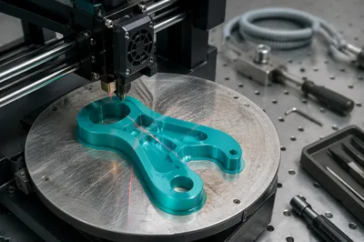 3D Printer Crafting Turquoise Prototype Part