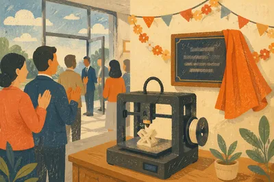 3D Printer Unveiling in Modern Tech Facility