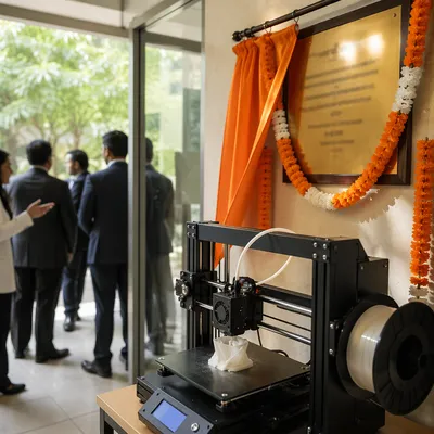 3D Printer Unveiling in Modern Tech Facility
