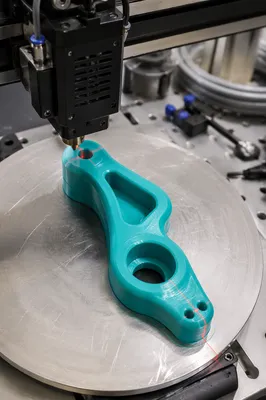3D Printer Creating Turquoise Prototype Part