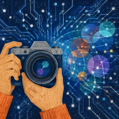 AI Circuit Camera With Futuristic Glow