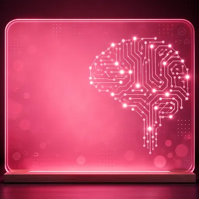 Glowing AI Circuit Brain on Magenta