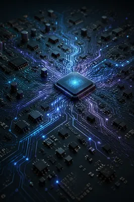 Glowing AI Circuit Board Pathways