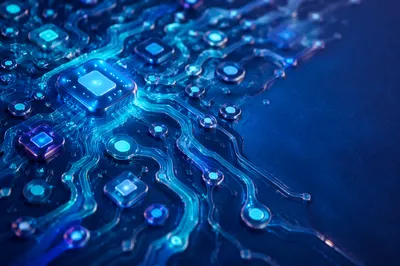Glowing AI Circuit Board Neural Network