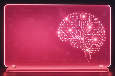 Glowing AI Circuit Brain on Magenta