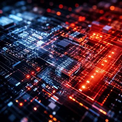 Glowing AI Circuit Board Macro