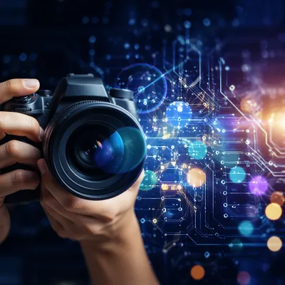 AI Circuit Camera With Futuristic Glow