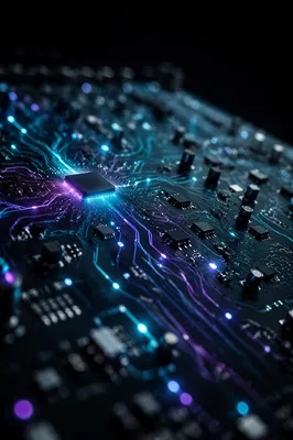 Futuristic AI Circuit Board Glow Background