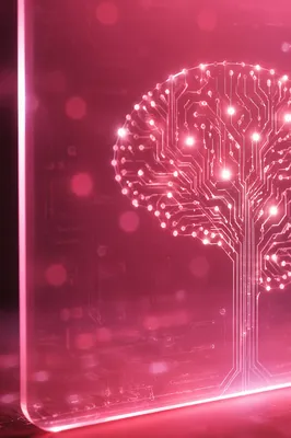 Glowing AI Circuit Brain on Magenta