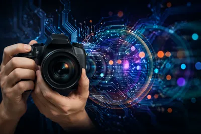 AI Circuit Glow Camera Technology Background