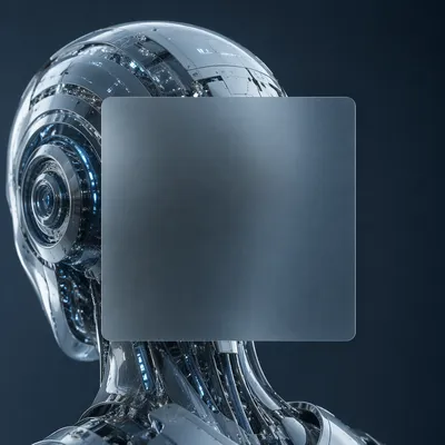 Futuristic AI Robot with Digital Copy Space