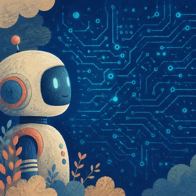 Futuristic AI Robot with Glowing Circuits