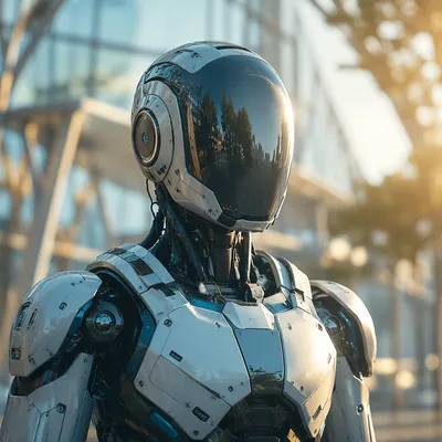 Humanoid AI Robot in Hopeful Digital Future
