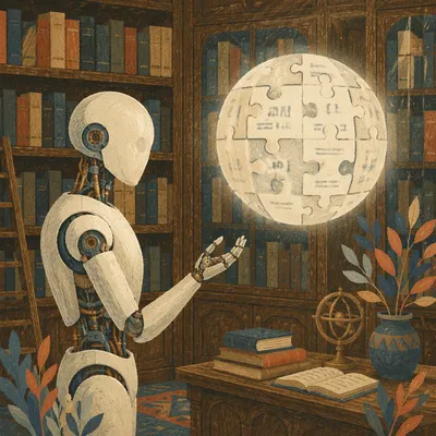 AI Robot in Warm Library Future