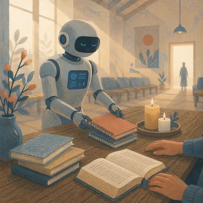 AI Robot in Modern Fellowship Hall