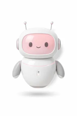 Friendly Floating AI Robot on White
