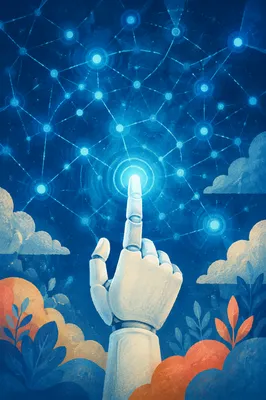 Robotic Hand Touching Future Data Network