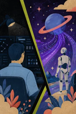 AI Researcher and Futuristic Robot Vision