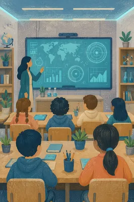 Hopeful AI Robot Teaching Future Classroom