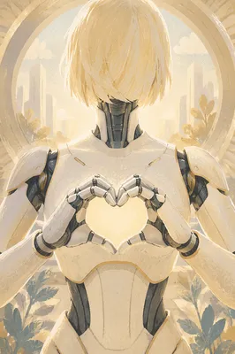 Humanoid AI Robot Forming Heart Gesture