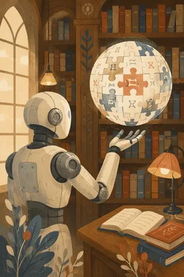 Service Robot Balancing Digital Puzzle Globe