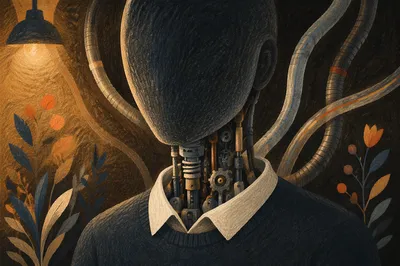 Faceless AI Android with Mechanical Neck