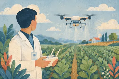 AI Drone Farming in Futuristic Crop Field
