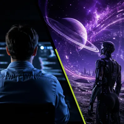 AI Researcher and Futuristic Robot Vision