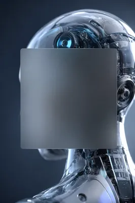 Futuristic AI Robot With Digital Copy Space