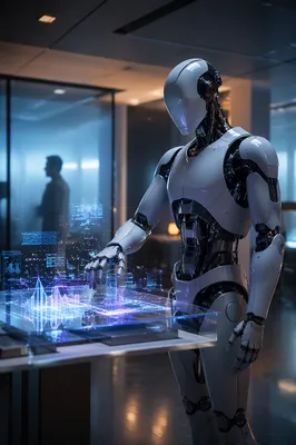Humanoid Robot in Futuristic Research Studio