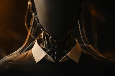 Faceless Android Portrait in Dark Studio