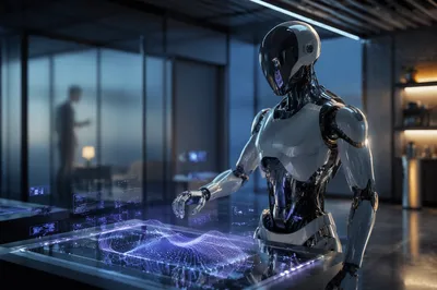 Humanoid Robot in Futuristic Research Studio