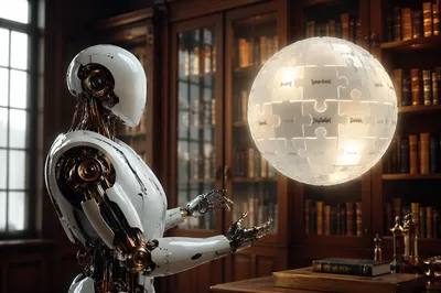 AI Robot in Warm Library Future