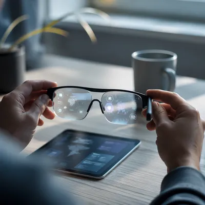 Hands Adjusting Augmented Reality Glasses