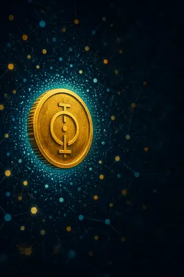 Glowing Golden Cryptocurrency Coin Blockchain Background